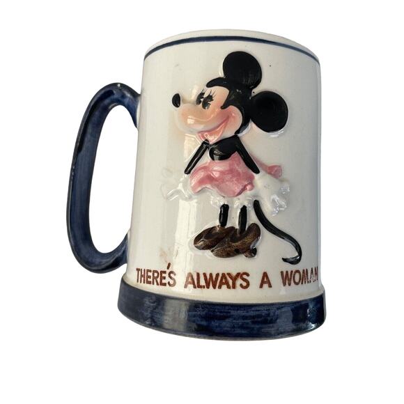 VTG Disney Mickey/Minnie Mug “Behind Every‎ Great Man There’s Always A Woman” - Picture 1 of 6